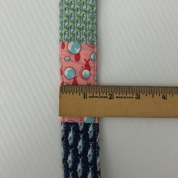 Vineyard Vines Patchwork Belt Whale Lacrosse Cocktails Beachy Size M D-Ring - Picture 11 of 11